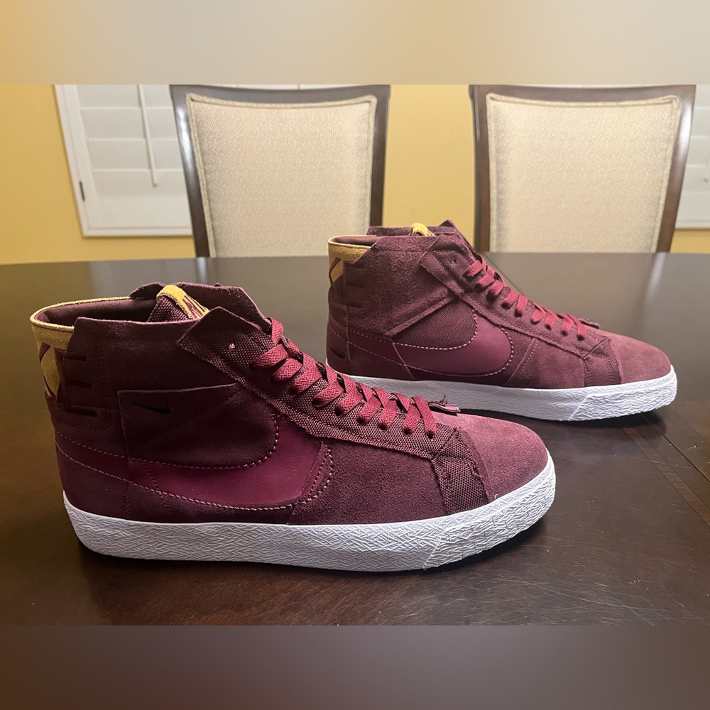 New Nike Zoom Blazer Mid Premium Maroon Patchwork Sneaker Shoes